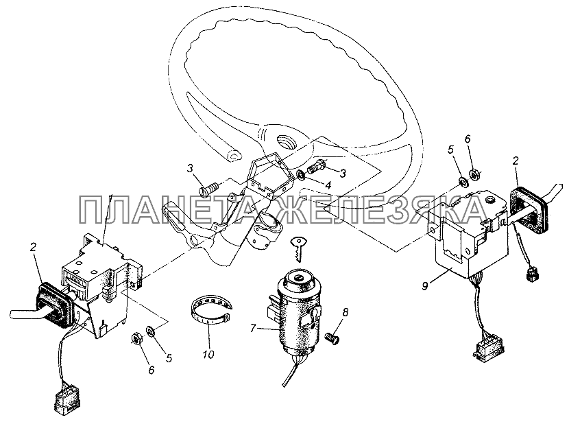 Установка переключателей на рулевой колонке МАЗ-64226